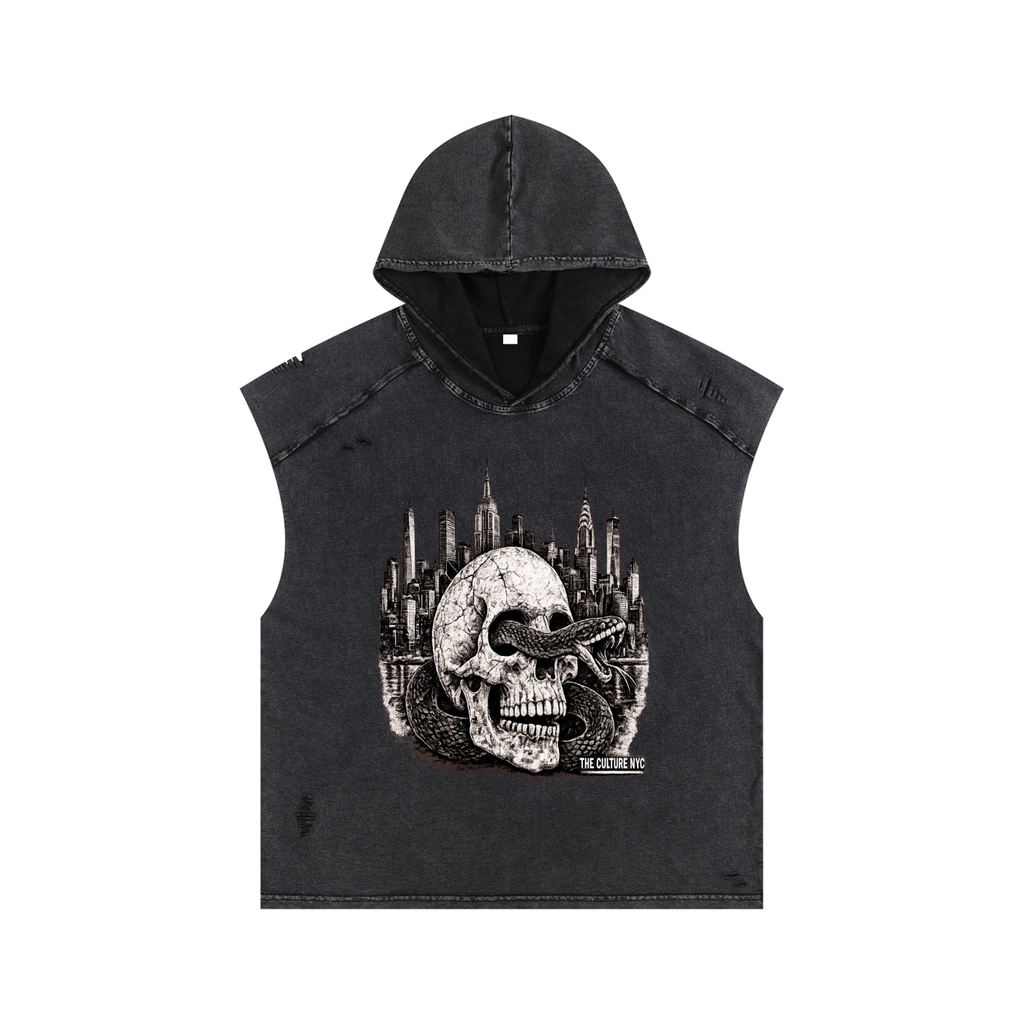 Snow Washed Boxy Hooded Tank Top