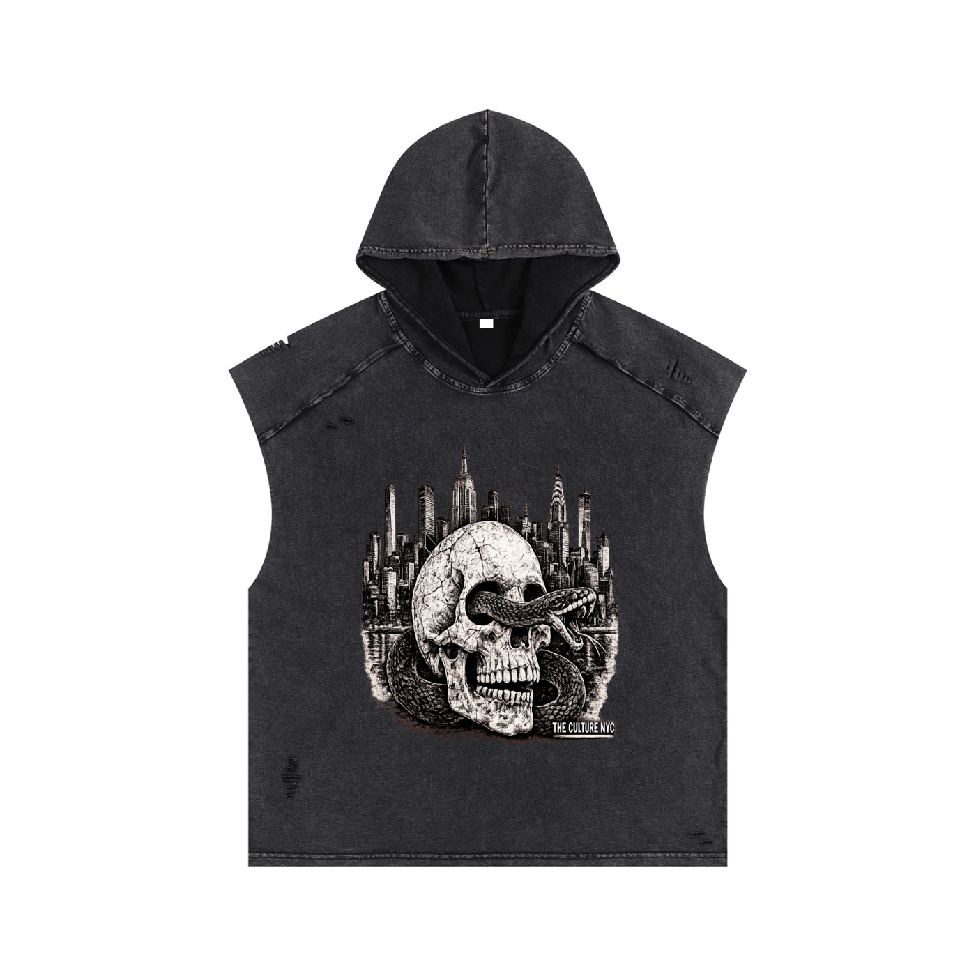 Snow Washed Boxy Hooded Tank Top