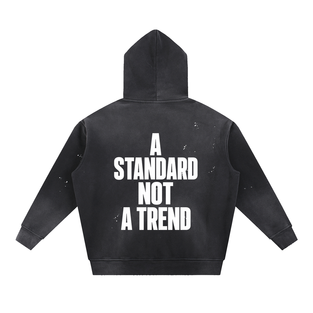 Vintage Washed Frayed Fleece Hoodie
